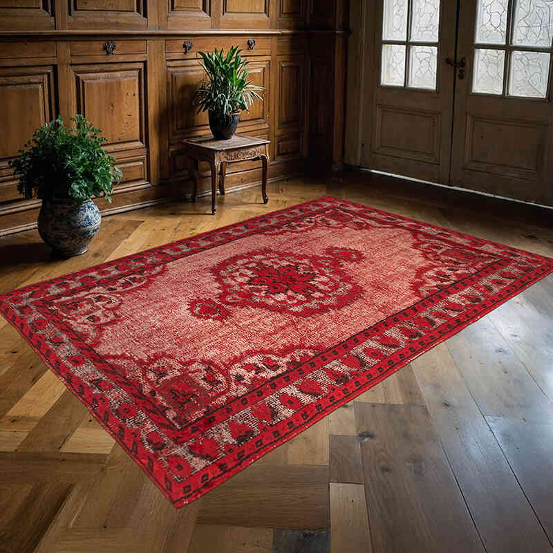 Hand Carved Over-Dyed Rug - 5' 2" x 7' 9" (62" x 93") - K0051824