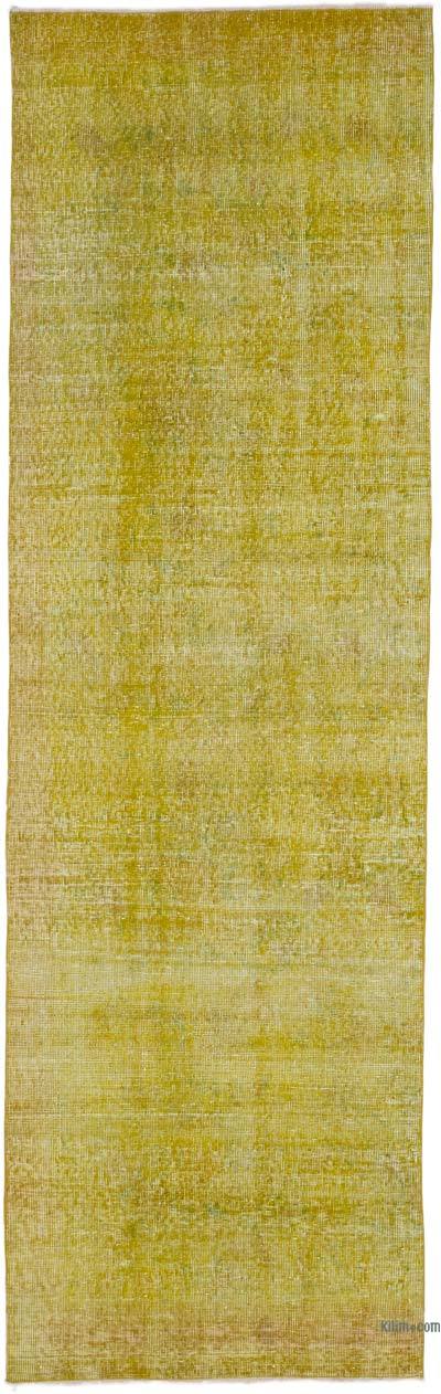 Yellow Over-dyed Turkish Vintage Runner Rug - 2' 11" x 9' 7" (35" x 115")