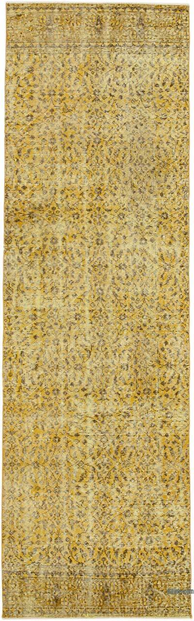 Yellow Over-dyed Turkish Vintage Runner Rug - 2' 11" x 9' 9" (35" x 117")