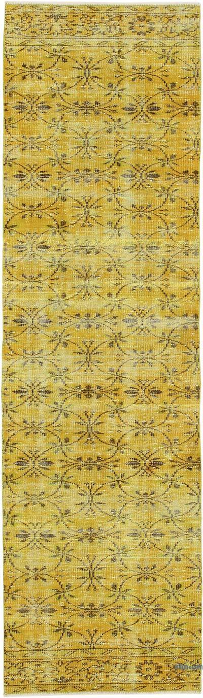 Yellow Over-dyed Turkish Vintage Runner Rug - 2' 8" x 9' 4" (32" x 112")
