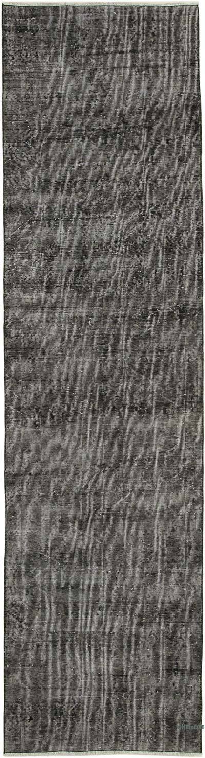 Black Over-dyed Turkish Vintage Runner Rug - 2' 8" x 9' 11" (32" x 119")