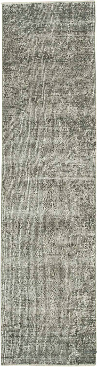 Gray Over-dyed Turkish Vintage Runner Rug - 2' 7" x 10' 1" (31" x 121")