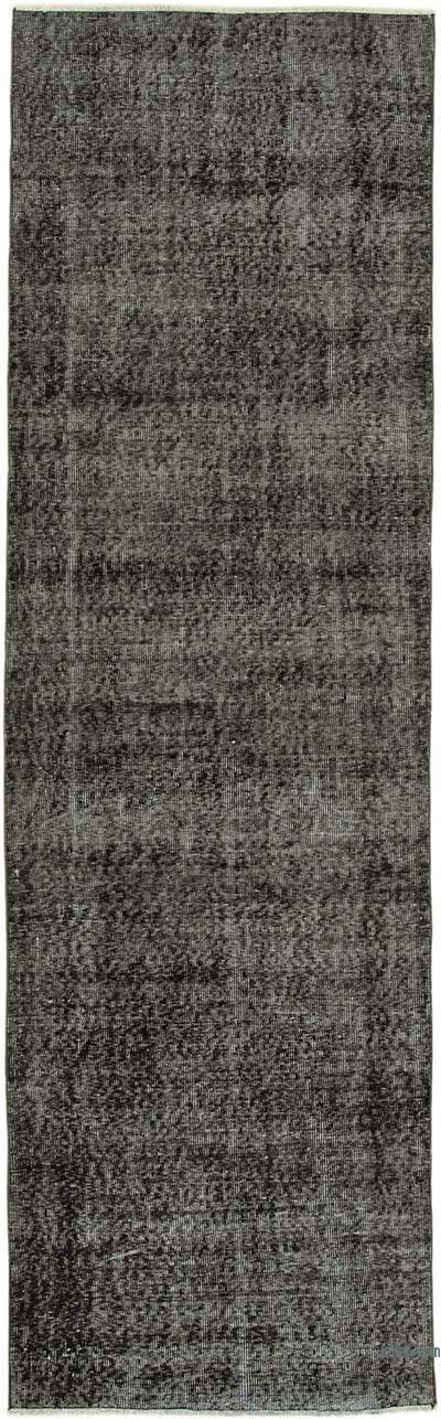 Black Over-dyed Turkish Vintage Runner Rug - 2' 11" x 9' 7" (35" x 115")
