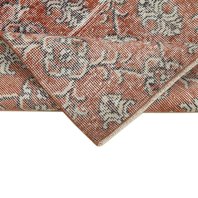 Rojo Alfombra de Pasillo Turca Vintage Sobreteñida - 92 cm x 335 cm - K0052160