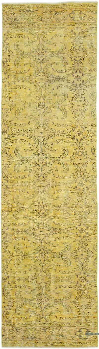 Yellow Over-dyed Turkish Vintage Runner Rug - 2' 8" x 9' 6" (32" x 114")