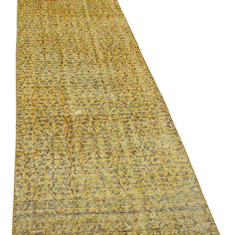 Yellow Over-dyed Turkish Vintage Runner Rug - 2' 7" x 10' 4" (31" x 124") - K0052194