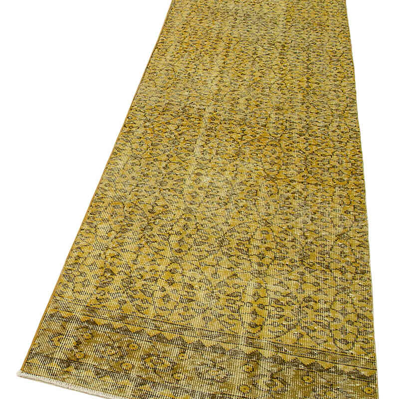 Yellow Over-dyed Turkish Vintage Runner Rug - 2' 7" x 10' 4" (31" x 124") - K0052194
