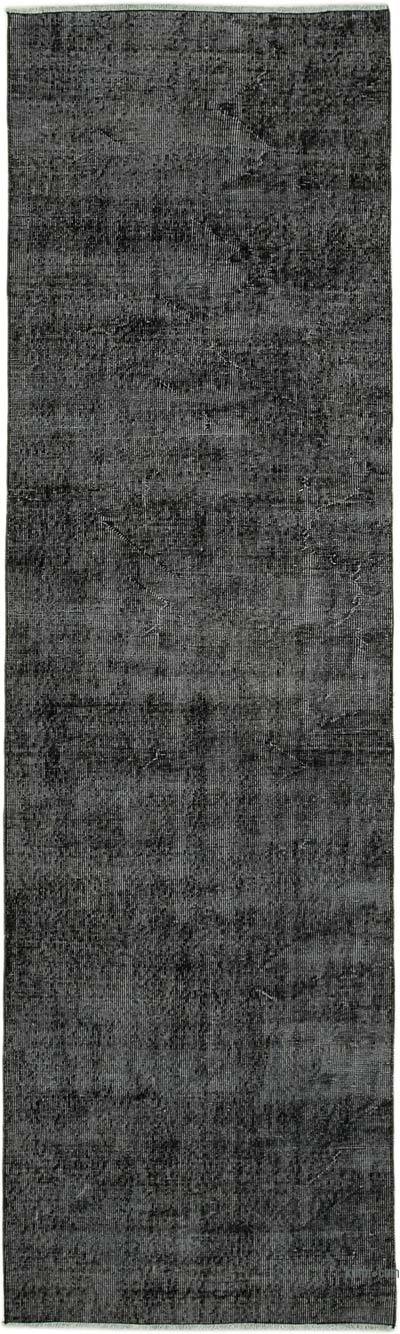 Black Over-dyed Turkish Vintage Runner Rug - 2' 11" x 10'  (35" x 120")