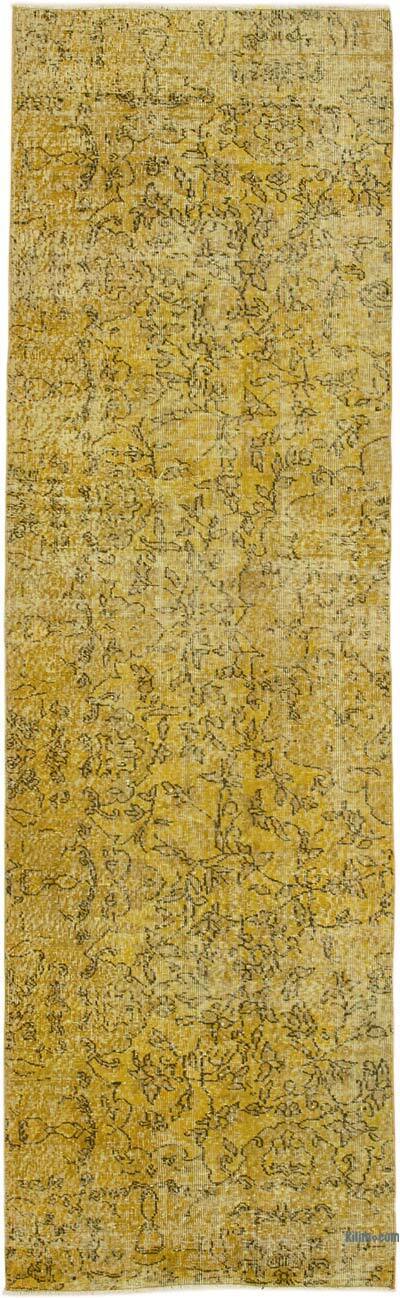 Yellow Over-dyed Turkish Vintage Runner Rug - 2' 11" x 9' 11" (35" x 119")