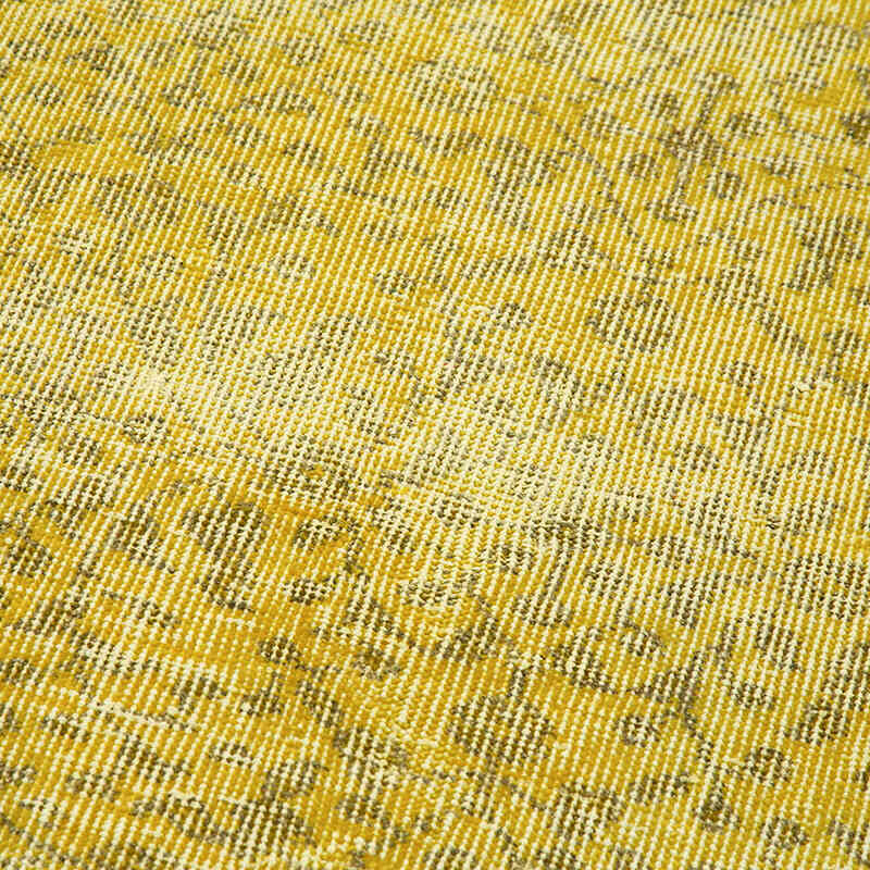 Amarillo Alfombra de Pasillo Turca Vintage Sobreteñida - 91 cm x 301 cm - K0052206