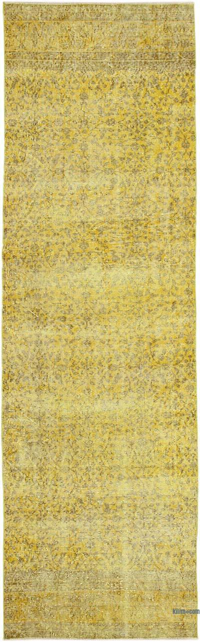 Yellow Over-dyed Turkish Vintage Runner Rug - 3'  x 9' 11" (36" x 119")