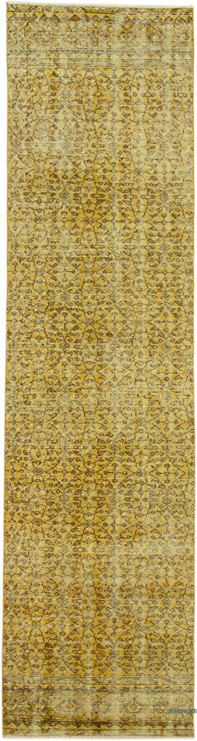 Yellow Over-dyed Turkish Vintage Runner Rug - 2' 7" x 10' 2" (31" x 122")