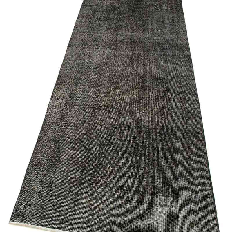 Siyah Boyalı El Dokuma Vintage Halı Yolluk - 86 cm x 311 cm - K0052238