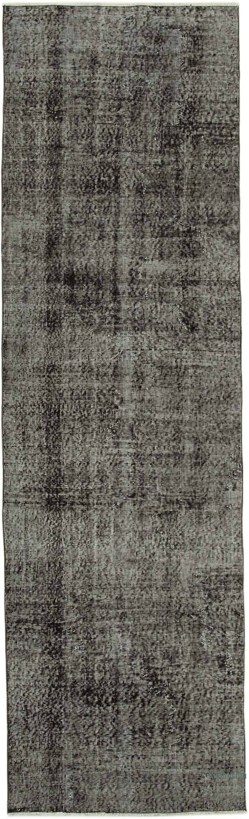 Negro Alfombra de Pasillo Turca Vintage Sobreteñida - 90 cm x 306 cm - K0052241