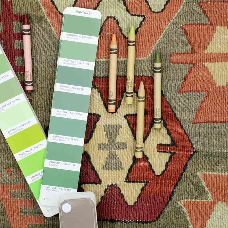 Verde Nueva Alfombra Turca Kilim - 92 cm x 133 cm - K0052323