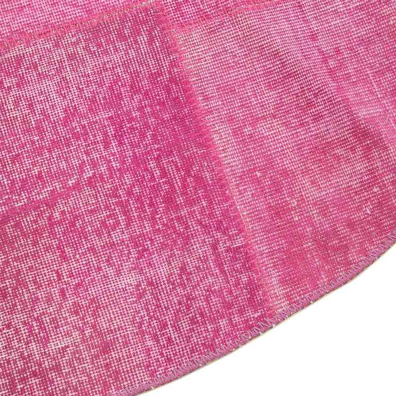 Pink Round Patchwork Hand-Knotted Turkish Rug - 6' 9" x 6' 9" (81" x 81") - K0052360