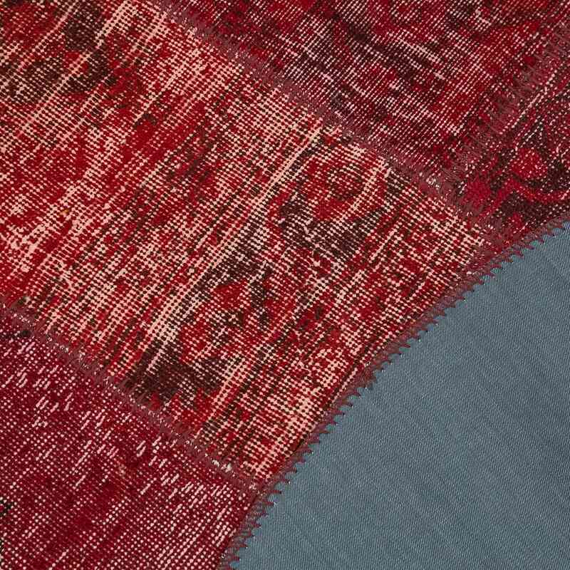 Rojo Alfombra De Retazos Turca Sobre-Teñida - 150 cm x 150 cm - K0052377