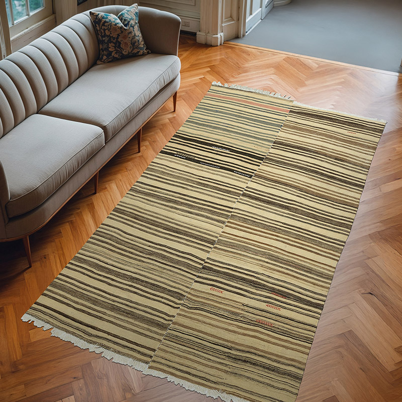 Bej, Kahverengi Vintage Anadolu Kilim - 182 cm x 318 cm - K0053757