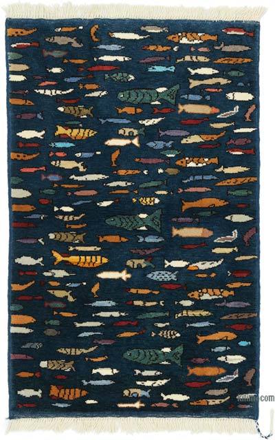 Blue New Turkish Pile Rug - 3'  x 4' 8" (36" x 56")