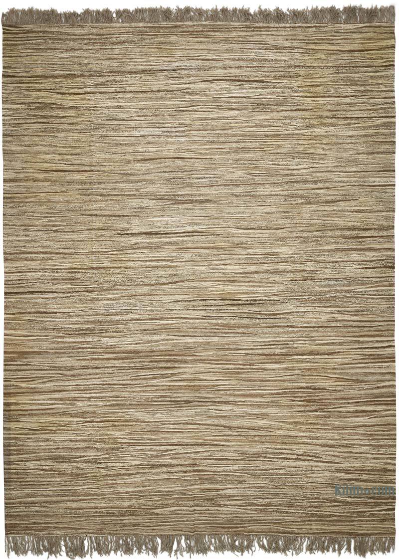 Beige, Marrón Nueva Alfombra Turca Kilim - 337 cm x 442 cm - K0053820