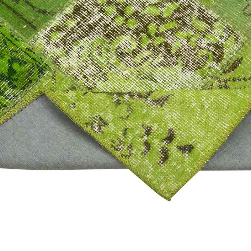 Yeşil Boyalı Patchwork Halı - 86 cm x 300 cm - K0053865