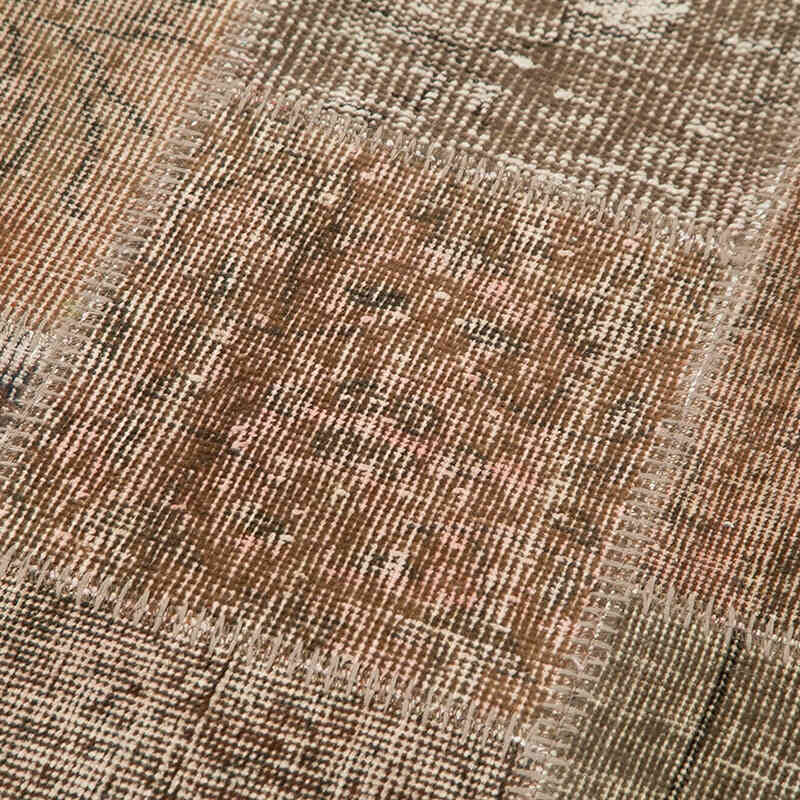 Marrón Alfombra De Retazos Turca Sobre-teñida - 86 cm x 304 cm - K0053866