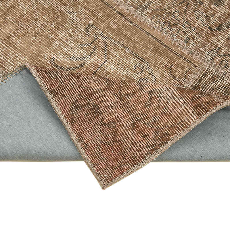 Marrón Alfombra De Retazos Turca Sobre-teñida - 86 cm x 304 cm - K0053866