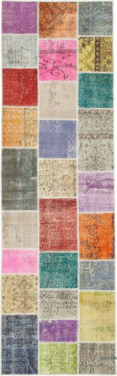 Multicolor Alfombra De Retazos Turca Sobre-teñida - 91 cm x 300 cm