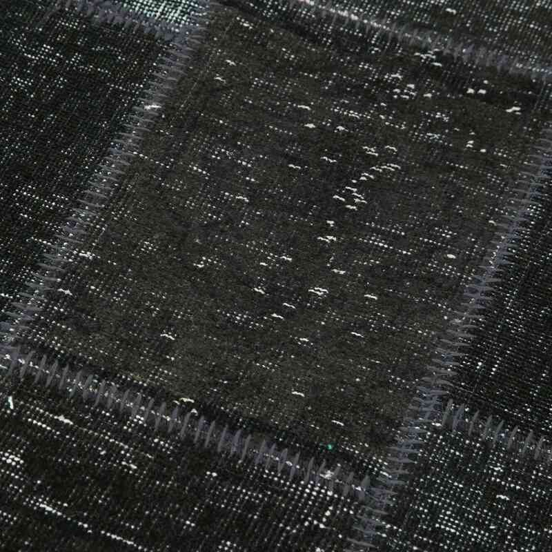 Negro Alfombra De Retazos Turca Sobre-teñida - 87 cm x 268 cm - K0053885