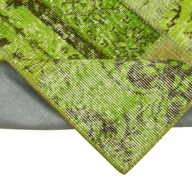 Yeşil Boyalı Patchwork Halı - 86 cm x 303 cm - K0053922