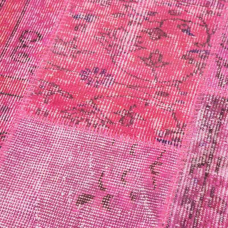 Pembe Boyalı Patchwork Halı - 85 cm x 305 cm - K0053923