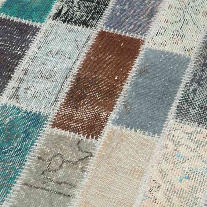 Multicolor Patchwork Hand-Knotted Turkish Runner - 3' 1" x 10'  (37" x 120") - K0053960