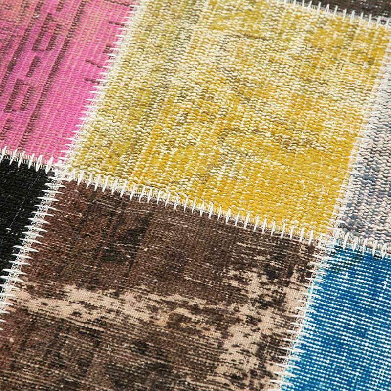 Multicolor Alfombra De Retazos Turca Sobre-teñida - 83 cm x 297 cm - K0053962