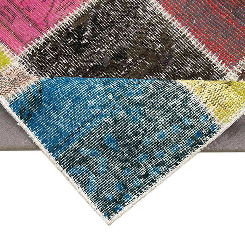 Multicolor Alfombra De Retazos Turca Sobre-teñida - 83 cm x 297 cm - K0053962