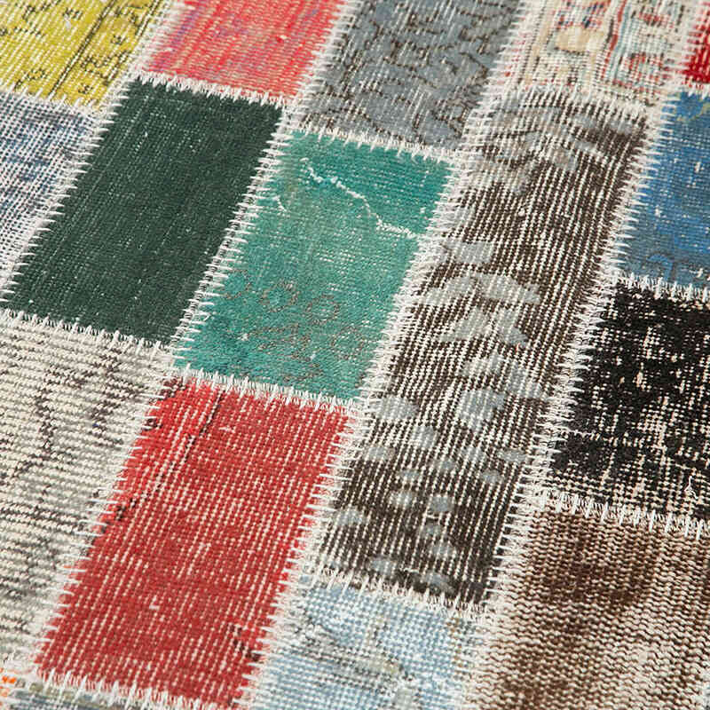 Multicolor Alfombra De Retazos Turca Sobre-teñida - 98 cm x 308 cm - K0053979