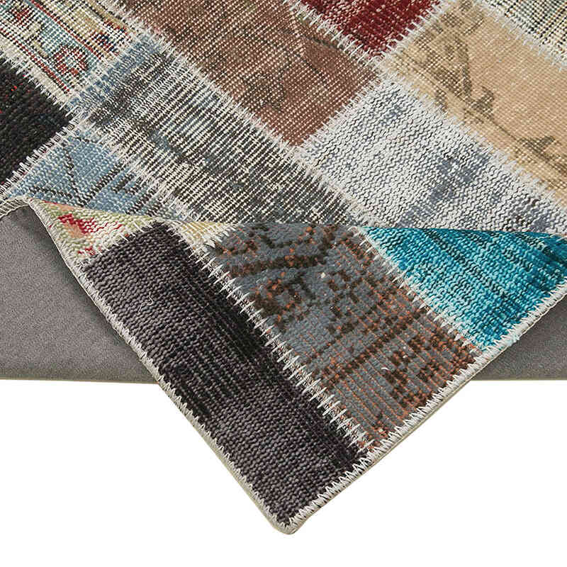 Multicolor Alfombra De Retazos Turca Sobre-teñida - 98 cm x 308 cm - K0053979