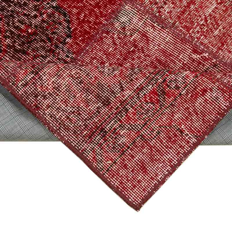 Red Patchwork Hand-Knotted Turkish Runner - 2' 10" x 9' 11" (34" x 119") - K0053986