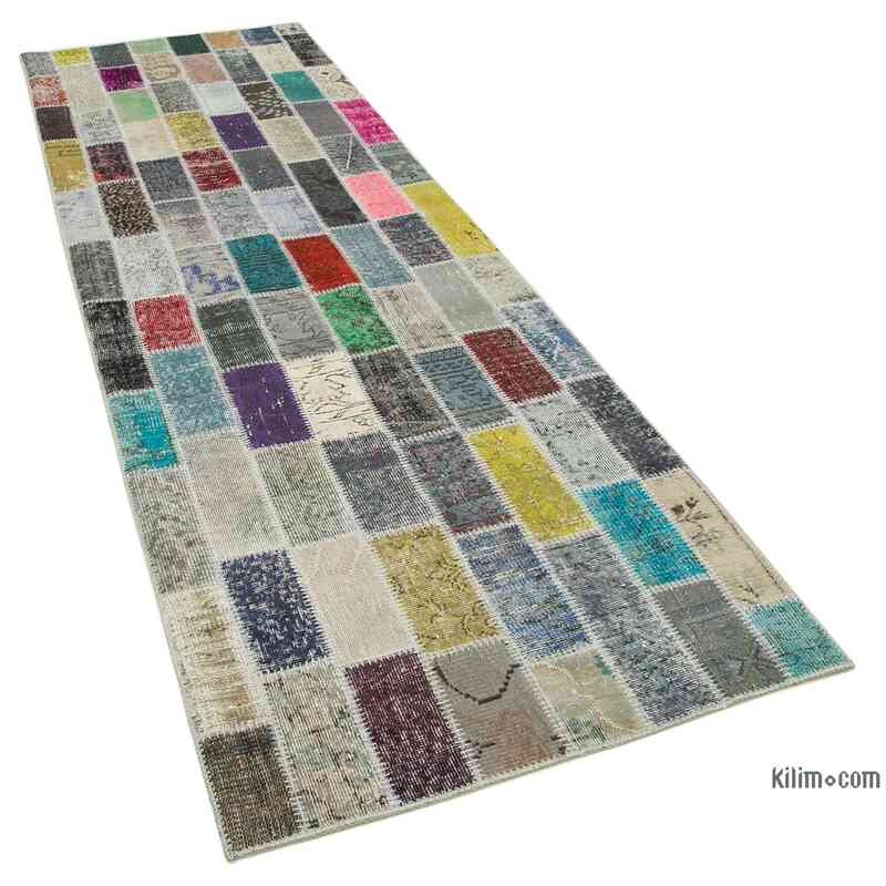 Multicolor Alfombra De Retazos Turca Sobre-teñida - 97 cm x 305 cm - K0054000