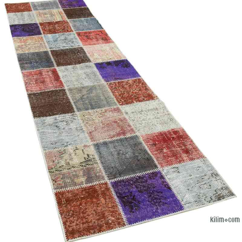 Multicolor Patchwork Hand-Knotted Turkish Runner - 2' 9" x 9' 9" (33" x 117") - K0054002