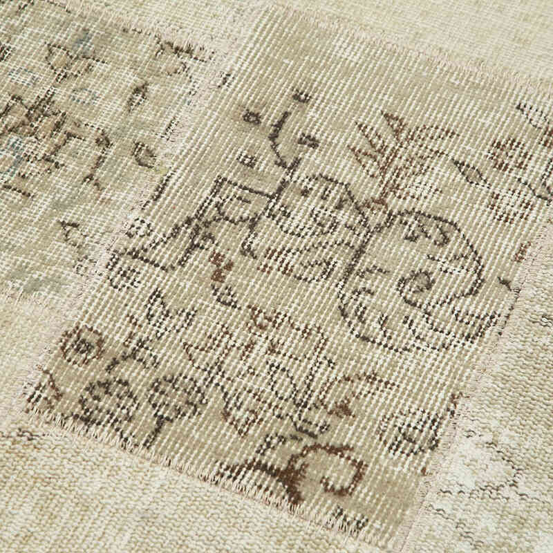 Beige Patchwork Hand-Knotted Turkish Runner - 2' 9" x 9' 10" (33" x 118") - K0054003
