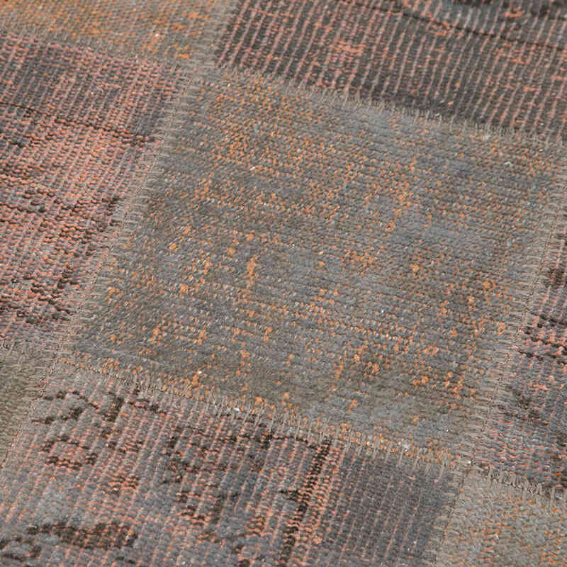 Gris Alfombra De Retazos Turca Sobre-teñida - 88 cm x 295 cm - K0054008