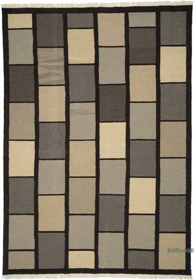 Brown New Handwoven Turkish Kilim Rug - 6' 1" x 8' 6" (73" x 102")