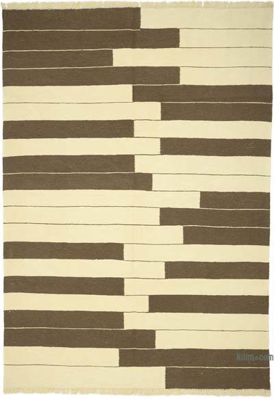 Beige, Brown New Handwoven Turkish Kilim Rug
