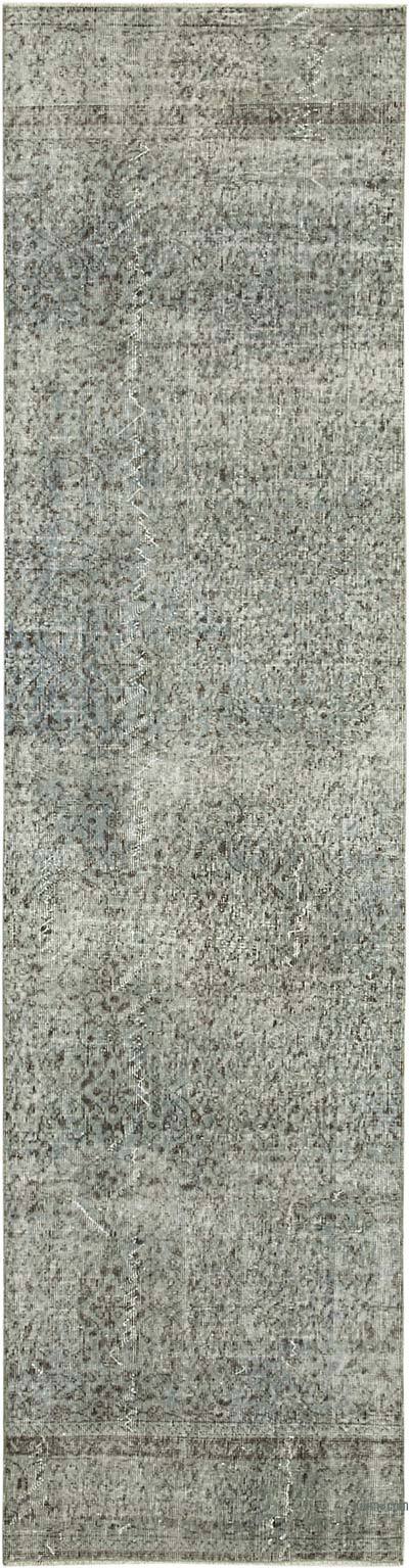 Blue Over-dyed Turkish Vintage Runner Rug - 2' 7" x 9' 10" (31" x 118")