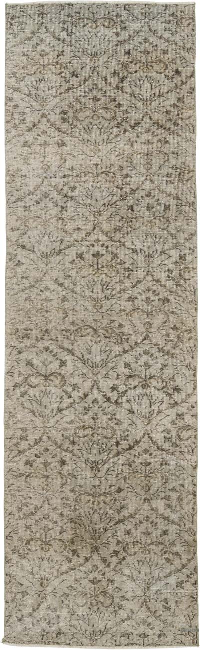 Beige Over-dyed Turkish Vintage Runner Rug - 3'  x 10'  (36" x 120")