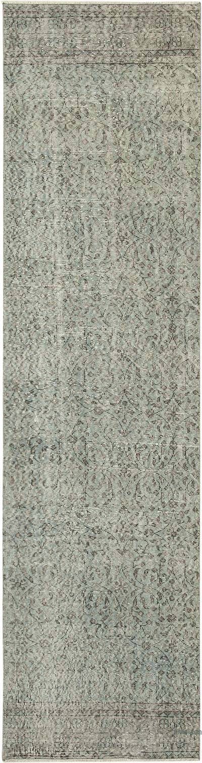 Blue Over-dyed Turkish Vintage Runner Rug - 2' 7" x 9' 11" (31" x 119")