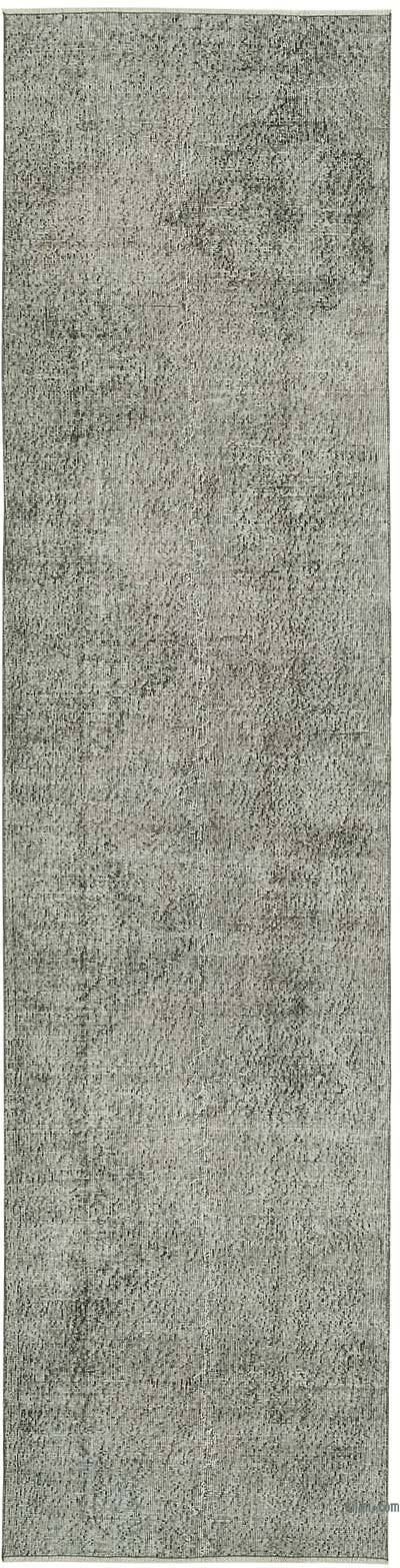 Gray Over-dyed Turkish Vintage Runner Rug - 3'  x 11' 10" (36" x 142")