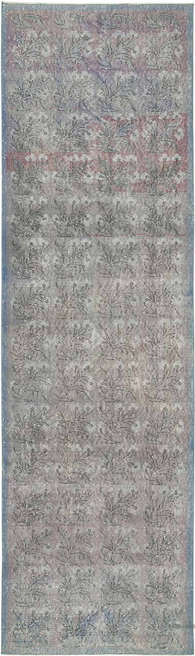 Blue Over-dyed Turkish Vintage Runner Rug - 3' 3" x 11' 1" (39" x 133")