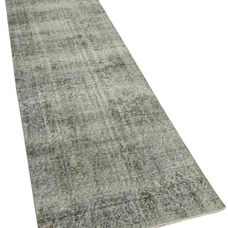 Lacivert Boyalı El Dokuma Vintage Halı Yolluk - 80 cm x 322 cm - K0054478