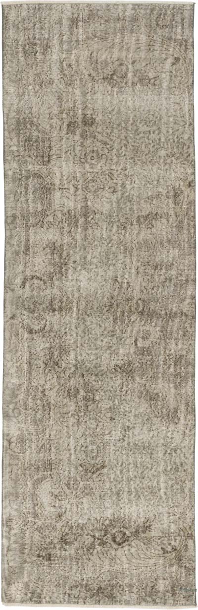 Gray Over-dyed Turkish Vintage Runner Rug - 3' 1" x 9' 9" (37" x 117")